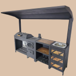 Уличная кухня с грилем, мойкой, печью и системой хранения