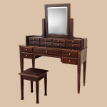 Классический туалетный столик из темного массива с множеством ящиков