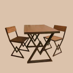 Обеденный комплект лофт на X-образном каркасе