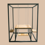 Качели беседка с центральным столом и четырьмя подвесными качелями