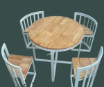 Компактный круглый обеденный стол и 4 стула из массива дерева