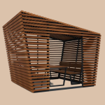 Беседка-кабинка с реечными стенами