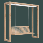 Подвесная скамья качели из массива дерева с прямоугольной рамой