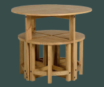 Компактный круглый стол с 4 табуретами из массива дерева