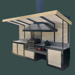 Уличная кухня с барбекю, ракоиной, вытяжкой и системой хранения