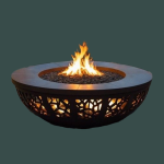 Круглое кострище чаша из металла с декоративной перфорацией