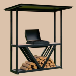 Мангал лофт с крышей и дровницей