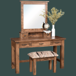 Туалетный столик из массива с зеркалом и мягкой банкеткой