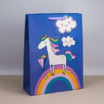 Пакет подарочный (L) “Unicorn and clouds “, blue (32*42*11.5)