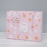 Пакет подарочный (S) “Hare sits flowers”, pink (24.5*20*9.5)