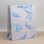 Пакет подарочный (M) “Animal dolphin”, (26*32*12.5)