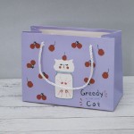 Пакет подарочный (XS) “Greedy cat cherry”, purple (19.5*14.5*10)