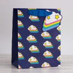 Пакет подарочный (S) “Many cute clouds”, dark blue (18*23*10)