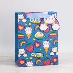 Пакет подарочный (S) “Many cute many kitten”, blue (18*23*10)