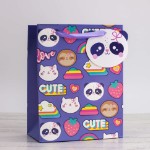 Пакет подарочный (S) “Many cute love”, purple (18*23*10)