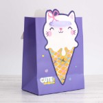 Пакет подарочный (S) “Cute cat ice-cream”, purple (18*23*10)