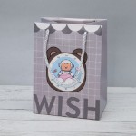 Пакет подарочный (XS) “Wish bear”, grey (19.5*14.5*9.5)