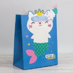 Пакет подарочный (S) “Cute cat mermaid”, blue (18*23*10)