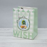 Пакет подарочный (XS) “Wish dino”, green (19.5*14.5*9.5)