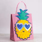 Пакет подарочный (S) “Eyes heart pineapple”, pink (21*25.5*10)