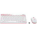 Logitech MK240, USB, беспроводной, белый и красный
