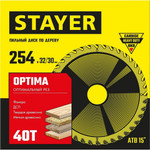 Пильный диск по дереву оптимальный рез 40Т 254x32/30мм Optima STAYER 3681-254-32-40_z01