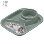 INOMATA PLASTIC BARBECUE DISH SQUARE - Тарелка для барбекю и пикника 3-х секционная с подставкой под напитки и столовых приборов, прямоугольная (22Д × 18,3Д × 4,6В см.) (SMOKY MINT - ДЫМЧАТАЯ МЯТА)