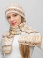 Комплект зимний женский шапка+шарф Зима (Цвет светло-бежевый)