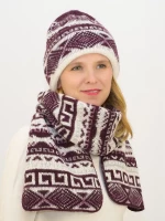 Комплект зимний женский шапка+шарф Зима (Цвет бордовый)