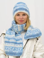 Комплект зимний женский шапка+шарф Зима (Цвет голубой)
