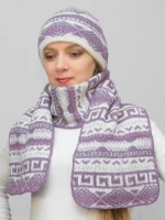 Комплект зимний женский шапка+шарф Зима (Цвет светло-сиреневый)