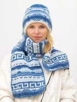 Комплект зимний женский шапка+шарф Зима (Цвет светло-синий)