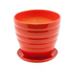 Керамический горшок с подставкой, 1,4л., Д145 Ш145 В130, рыжий