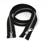 Молния Mzip мет. №5 никель шлиф.звено, 2 замка, 75 см цв.F322 черный уп.50шт