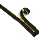 Молния Mzip джинсовая золото №5, 18см н/р цв.F322 черный уп.50шт