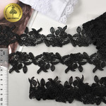 Kruzhevo Кружево гипюр KRUZHEVO арт.TBY SD2263-10 шир.45мм цв.черный уп.6,86м TBY.SD2263-10.ЧЕРНЫЙ