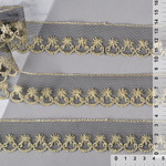 TBY Кружево на сетке арт. 10258C шир.35 мм цв.черный/золото уп.13,71м TBY.10258C.КС.ЧЕР.З