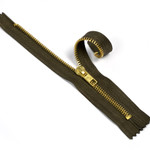 Молния Mzip джинсовая золото №5, 18см н/р цв.F328 хаки уп.50шт