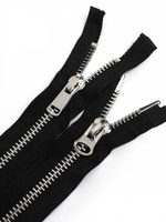 Молния Mzip мет. №8 никель шлиф.звено, 2 замка, 85 см цв.F322 черный уп.50шт