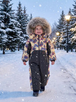 Комбинезон, Зима, Бежевые Цветы+Хаки, арт. 223шм/2 (104 см)