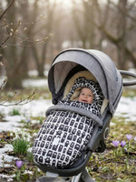 Конверт для сна и прогулок, Черные медведи на белом арт.512Ш (98 см)