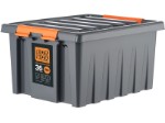 Контейнер особопрочный Rox Box PRO 36 (500х390х250 мм с крышкой и клипсами, антрацит)