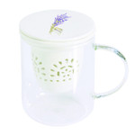 Стеклянная кружка с фарфоровым ситечком Уютный дом-Лаванда