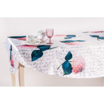 Скатерть овальная Гортензия на фоне текста, Размер: 155х240 см