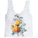 Авоська Цветы на фоне текста (букет с нарциссами и чайная роза)