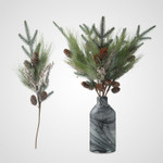 Новогодняя ветка Декор с белыми ягодами 75 см