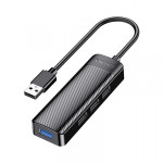 USB-разветвитель Kakusiga KSC-1409-K 3USB 2.0 + USB 3.0 0.2 м на USB черный