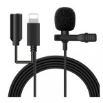 Микрофон Lavalier JH-041-A Lightning + 3.5 мм 1.5 м черный