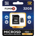 Карта памяти FUMIKO 32GB MicroSDHC U3 UHS-I c адаптером