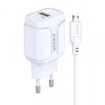Зарядное устройство Jokade JB020 QC3.0 3А с Micro белое
